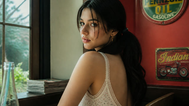 Turning to look back — Real style