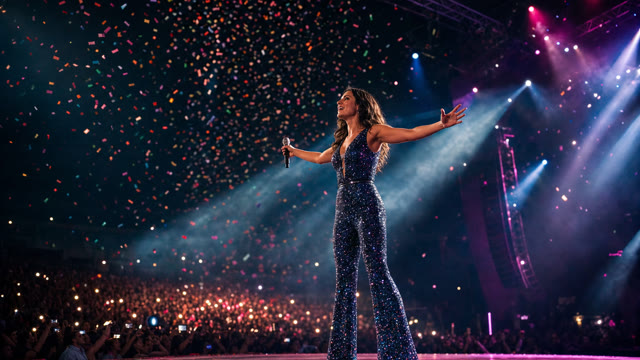 A singer on stage, shot from the wing — Real style