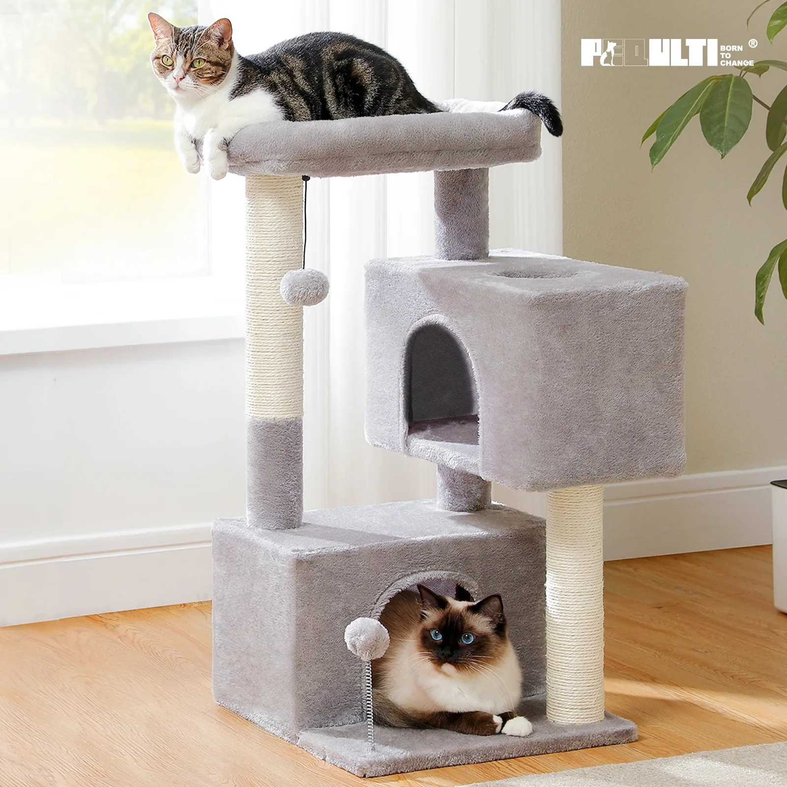 Cat Tree for Large Cats with 2 Big Condos Cat Tower for Indoor Cats up to 10kg Cat Scratching Posts and Large Cat Perch