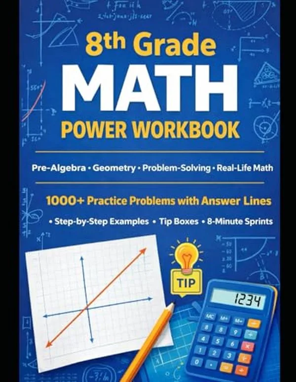 Cover of 8th Grade Math Power Workbook