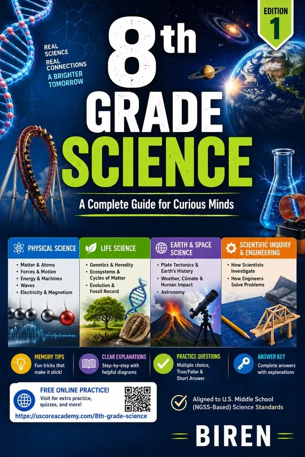 Cover of 8th Grade Science: A Complete Guide for Curious Minds