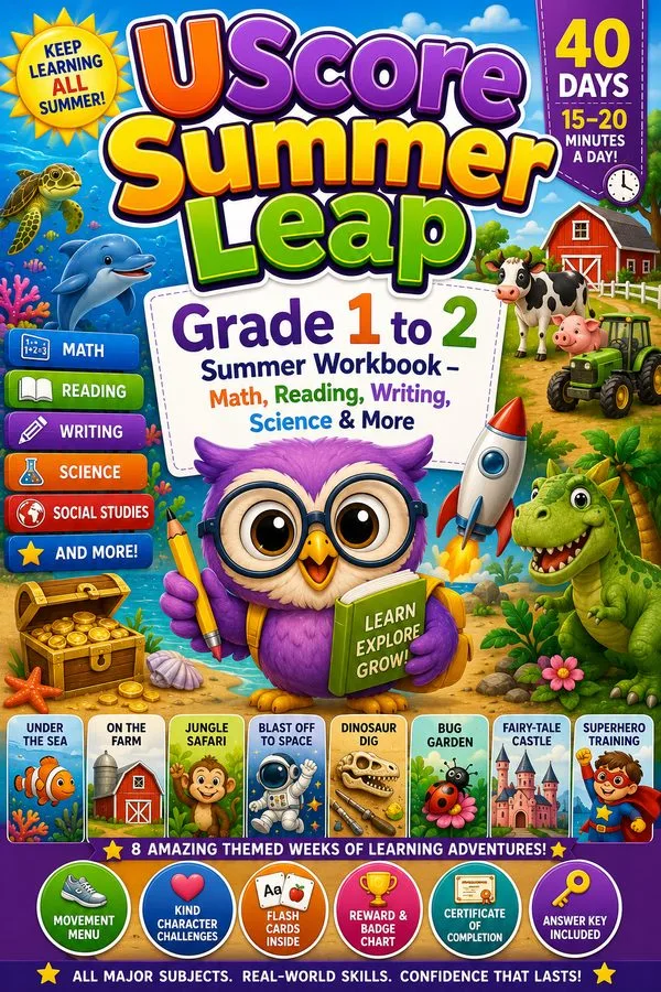 Cover of UScore Summer Leap: Grade 1 → 2