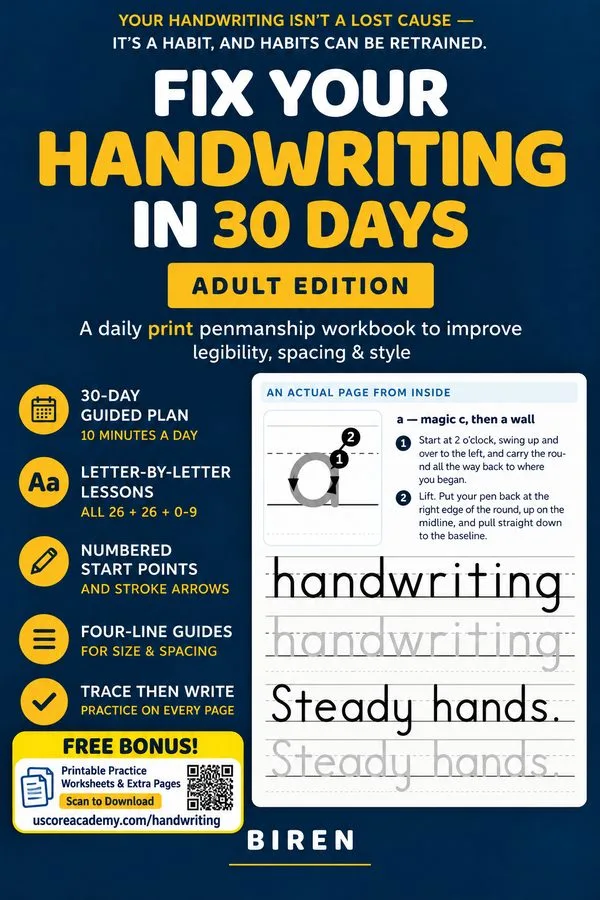 Cover of Fix Your Handwriting in 30 Days: Adult Edition