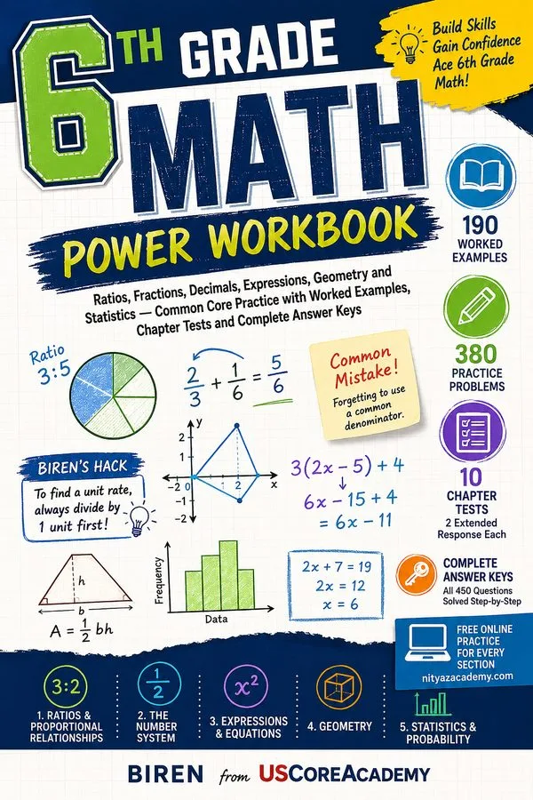 Cover of 6th Grade Math Power Workbook