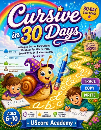 Cover of Cursive in 30 Days (Ages 6–10)