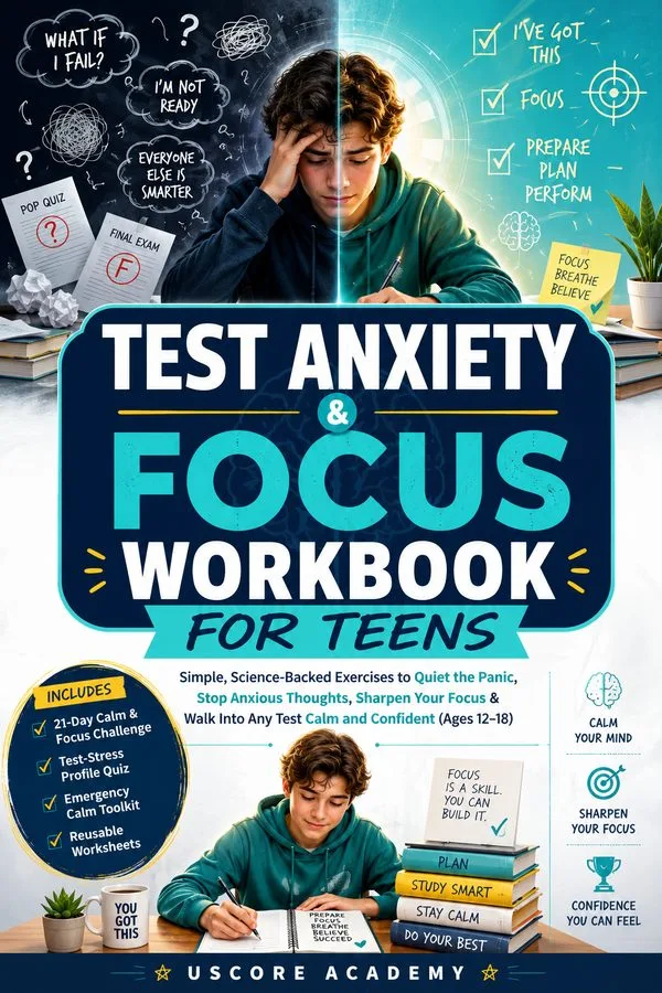 Cover of Test Anxiety & Focus Workbook for Teens