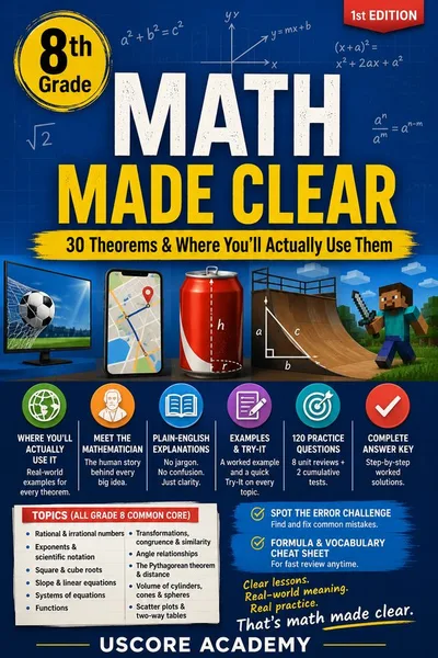 Cover of 8th Grade Math Made Clear