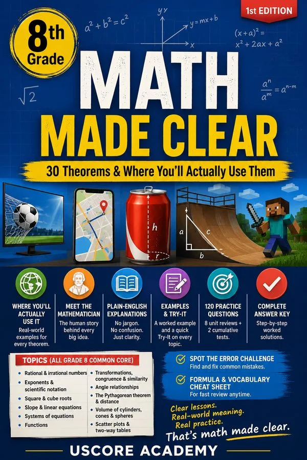Cover of 8th Grade Math Made Clear